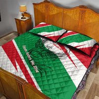 Lebanon Phoenix Quilt Bed Set with Cedar Flag Colors and Inspirational Quote