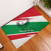 Lebanon Phoenix Rubber Doormat with Cedar Flag Colors and Inspirational Quote