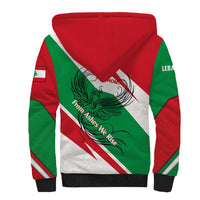 Lebanon Phoenix Sherpa Hoodie with Cedar Flag Colors and Inspirational Quote