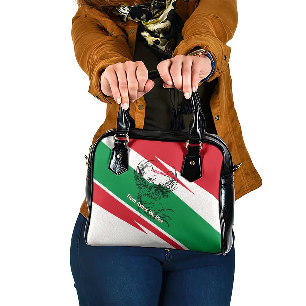 Lebanon Phoenix Shoulder Handbag with Cedar Flag Colors and Inspirational Quote