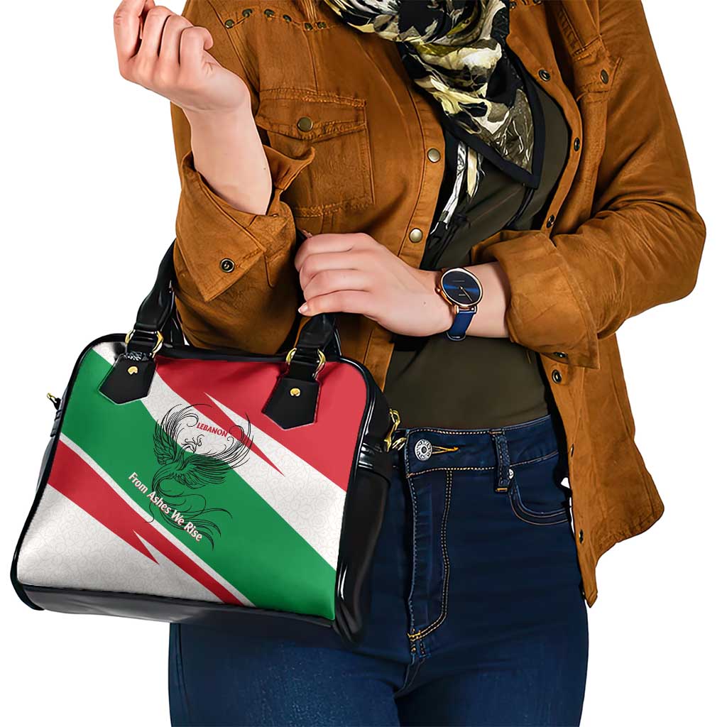 Lebanon Phoenix Shoulder Handbag with Cedar Flag Colors and Inspirational Quote
