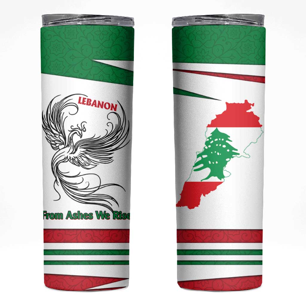 Lebanon Phoenix Skinny Tumbler with Cedar Flag Colors and Inspirational Quote