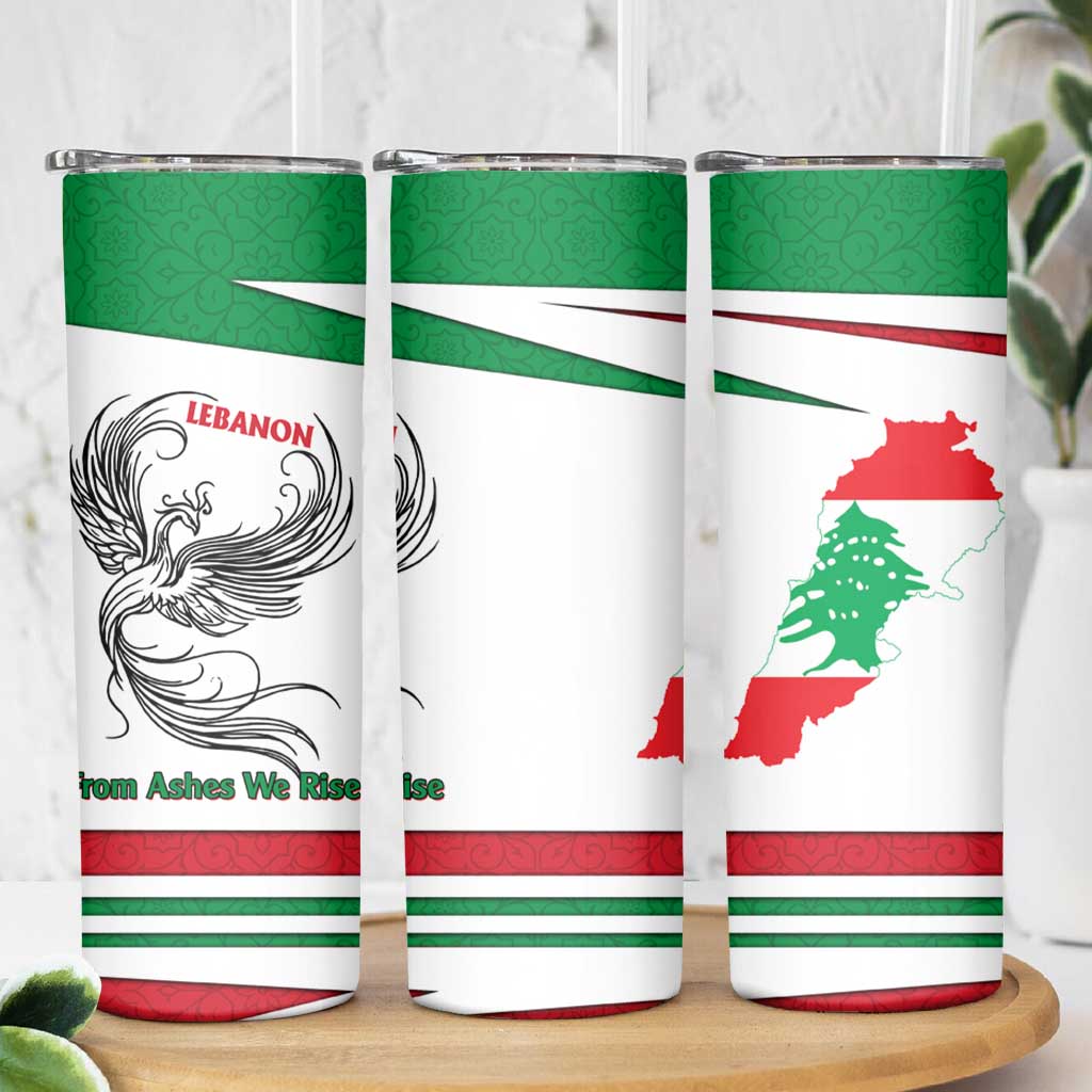 Lebanon Phoenix Skinny Tumbler with Cedar Flag Colors and Inspirational Quote
