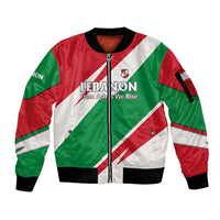 Lebanon Phoenix Sleeve Zip Bomber Jacket with Cedar Flag Colors and Inspirational Quote