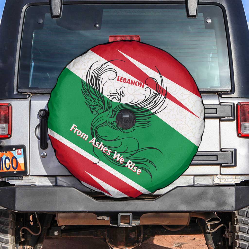 Lebanon Phoenix Spare Tire Cover with Cedar Flag Colors and Inspirational Quote