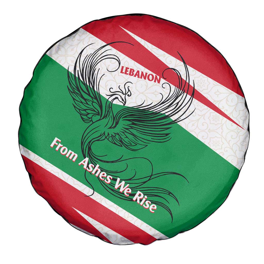 Lebanon Phoenix Spare Tire Cover with Cedar Flag Colors and Inspirational Quote