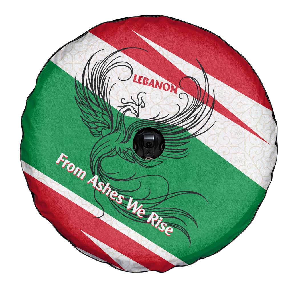 Lebanon Phoenix Spare Tire Cover with Cedar Flag Colors and Inspirational Quote