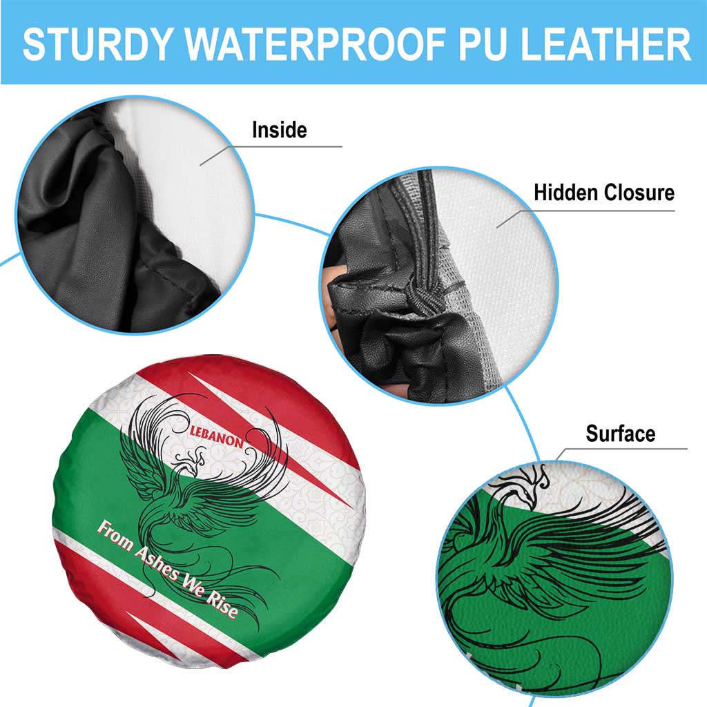 Lebanon Phoenix Spare Tire Cover with Cedar Flag Colors and Inspirational Quote