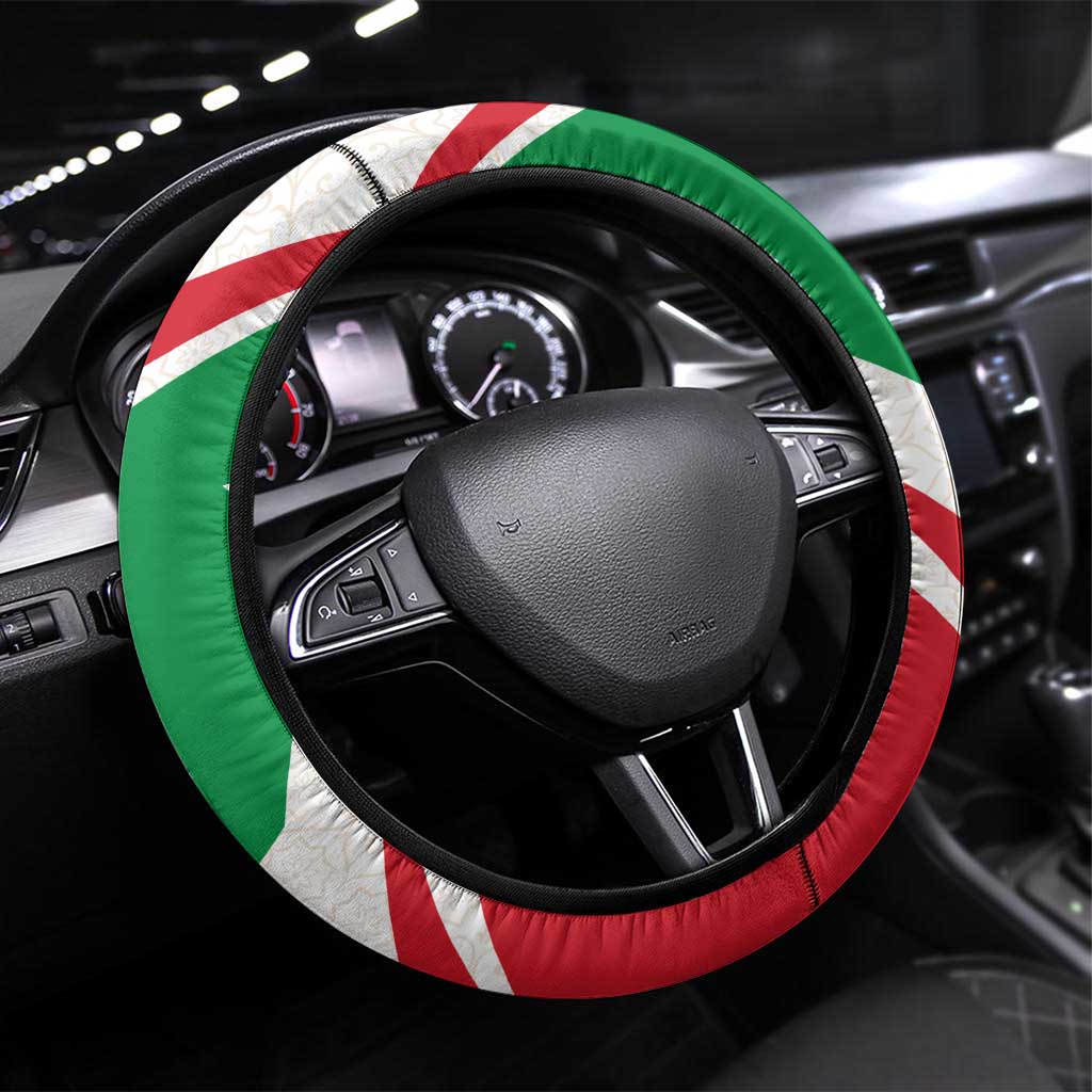 Lebanon Phoenix Steering Wheel Cover with Cedar Flag Colors and Inspirational Quote