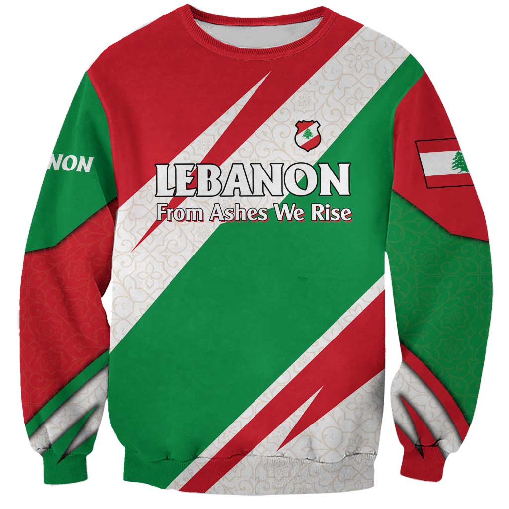 Lebanon Phoenix Sweatshirt with Cedar Flag Colors and Inspirational Quote