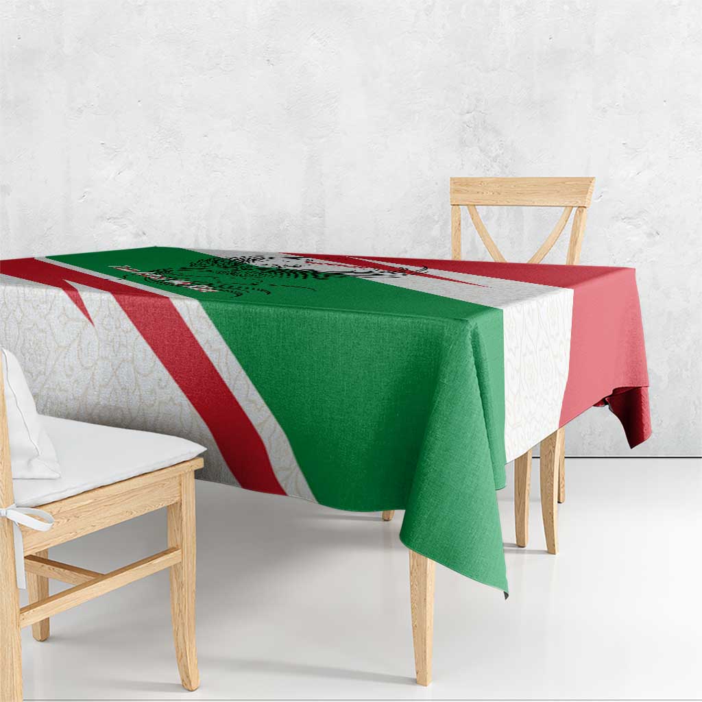 Lebanon Phoenix Tablecloth with Cedar Flag Colors and Inspirational Quote