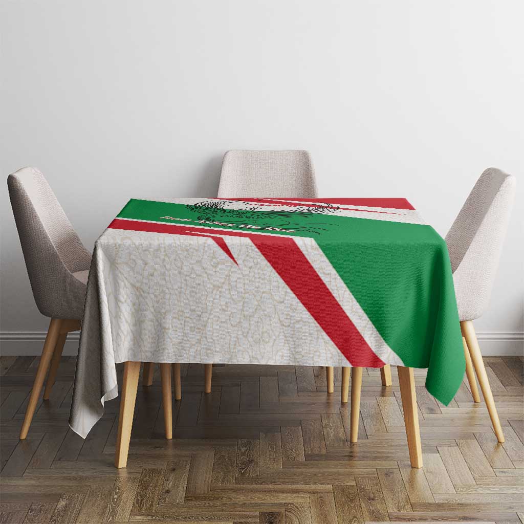 Lebanon Phoenix Tablecloth with Cedar Flag Colors and Inspirational Quote