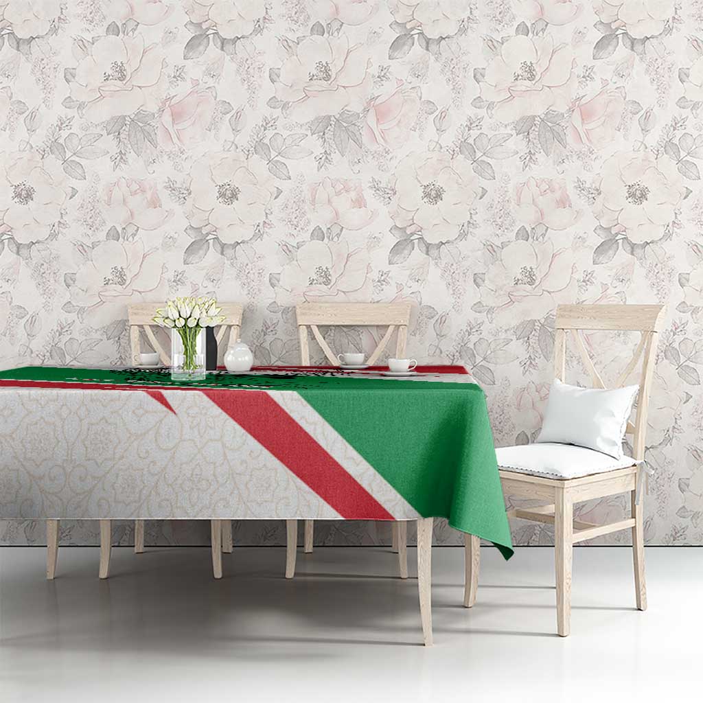 Lebanon Phoenix Tablecloth with Cedar Flag Colors and Inspirational Quote