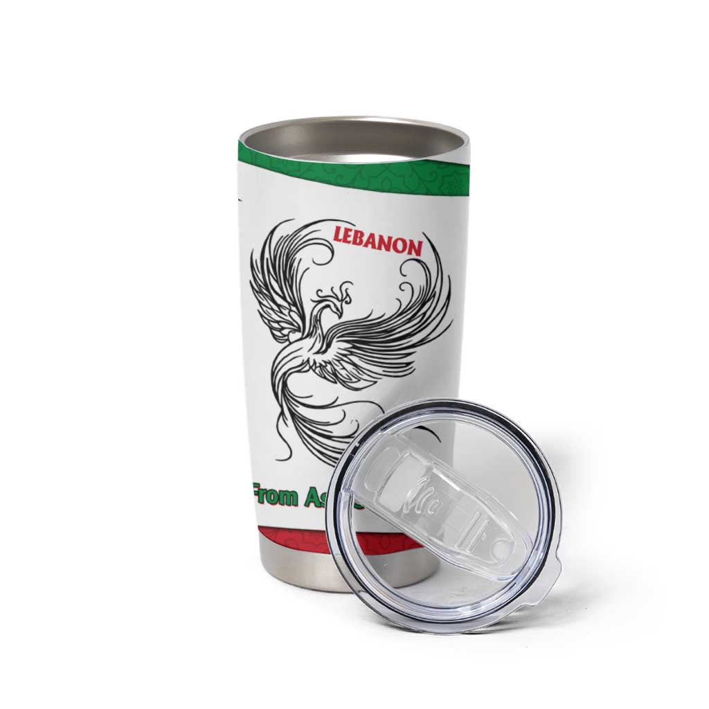 Lebanon Phoenix Tumbler Cup with Cedar Flag Colors and Inspirational Quote