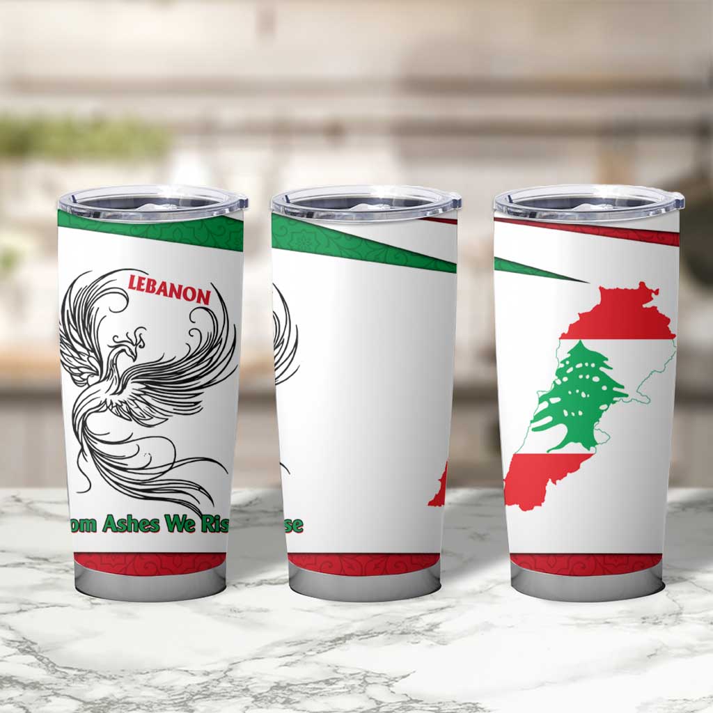 Lebanon Phoenix Tumbler Cup with Cedar Flag Colors and Inspirational Quote