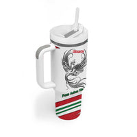 Lebanon Phoenix Tumbler With Handle with Cedar Flag Colors and Inspirational Quote