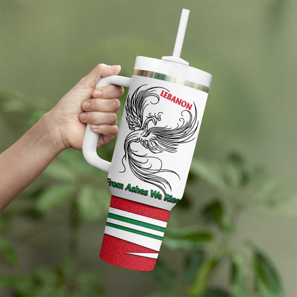 Lebanon Phoenix Tumbler With Handle with Cedar Flag Colors and Inspirational Quote