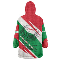 Lebanon Phoenix Wearable Blanket Hoodie with Cedar Flag Colors and Inspirational Quote
