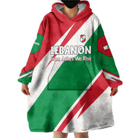 Lebanon Phoenix Wearable Blanket Hoodie with Cedar Flag Colors and Inspirational Quote