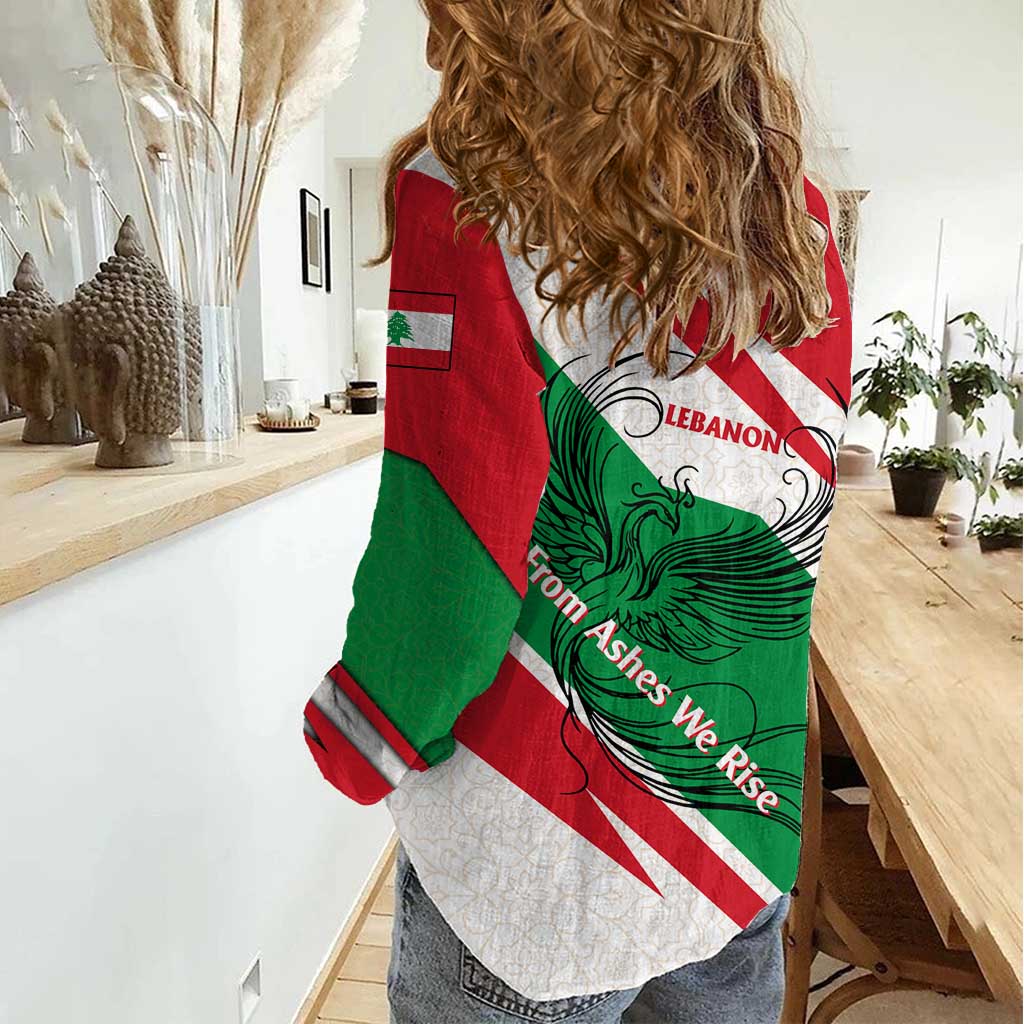 Lebanon Phoenix Women Casual Shirt with Cedar Flag Colors and Inspirational Quote