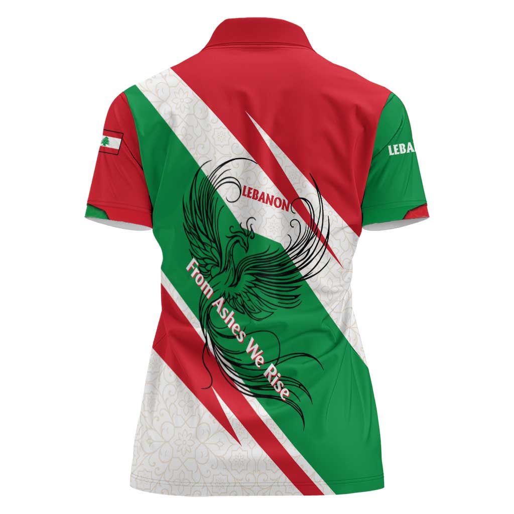 Lebanon Phoenix Women Polo Shirt with Cedar Flag Colors and Inspirational Quote