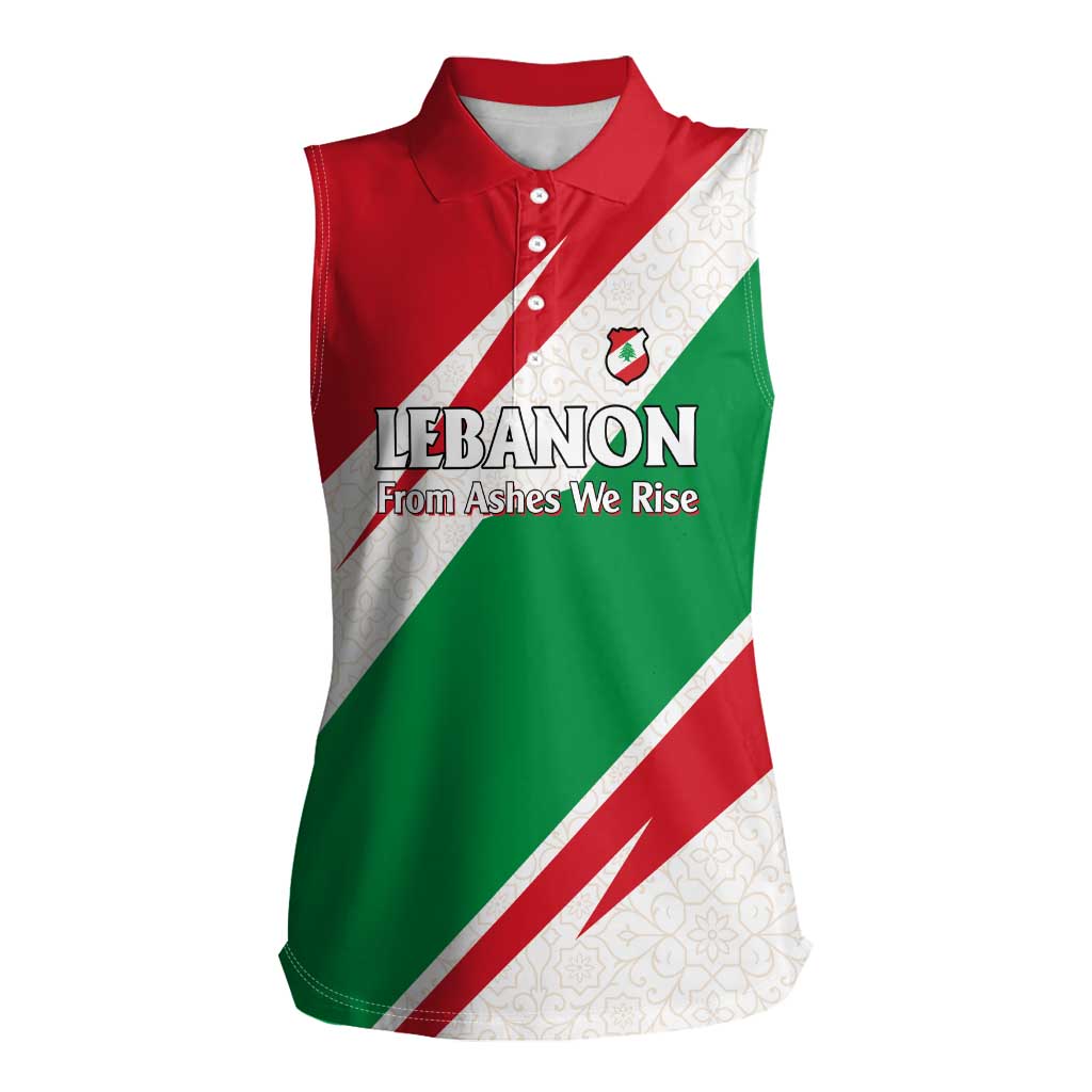 Lebanon Phoenix Women Sleeveless Polo Shirt with Cedar Flag Colors and Inspirational Quote