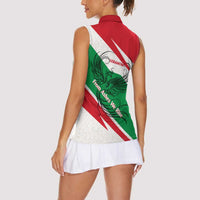 Lebanon Phoenix Women Sleeveless Polo Shirt with Cedar Flag Colors and Inspirational Quote