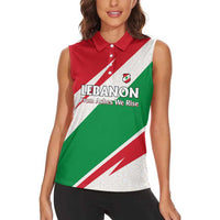 Lebanon Phoenix Women Sleeveless Polo Shirt with Cedar Flag Colors and Inspirational Quote