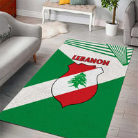 Lebanon Flag Shield Area Rug with Cedar Emblem and National Colors