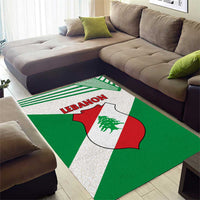 Lebanon Flag Shield Area Rug with Cedar Emblem and National Colors