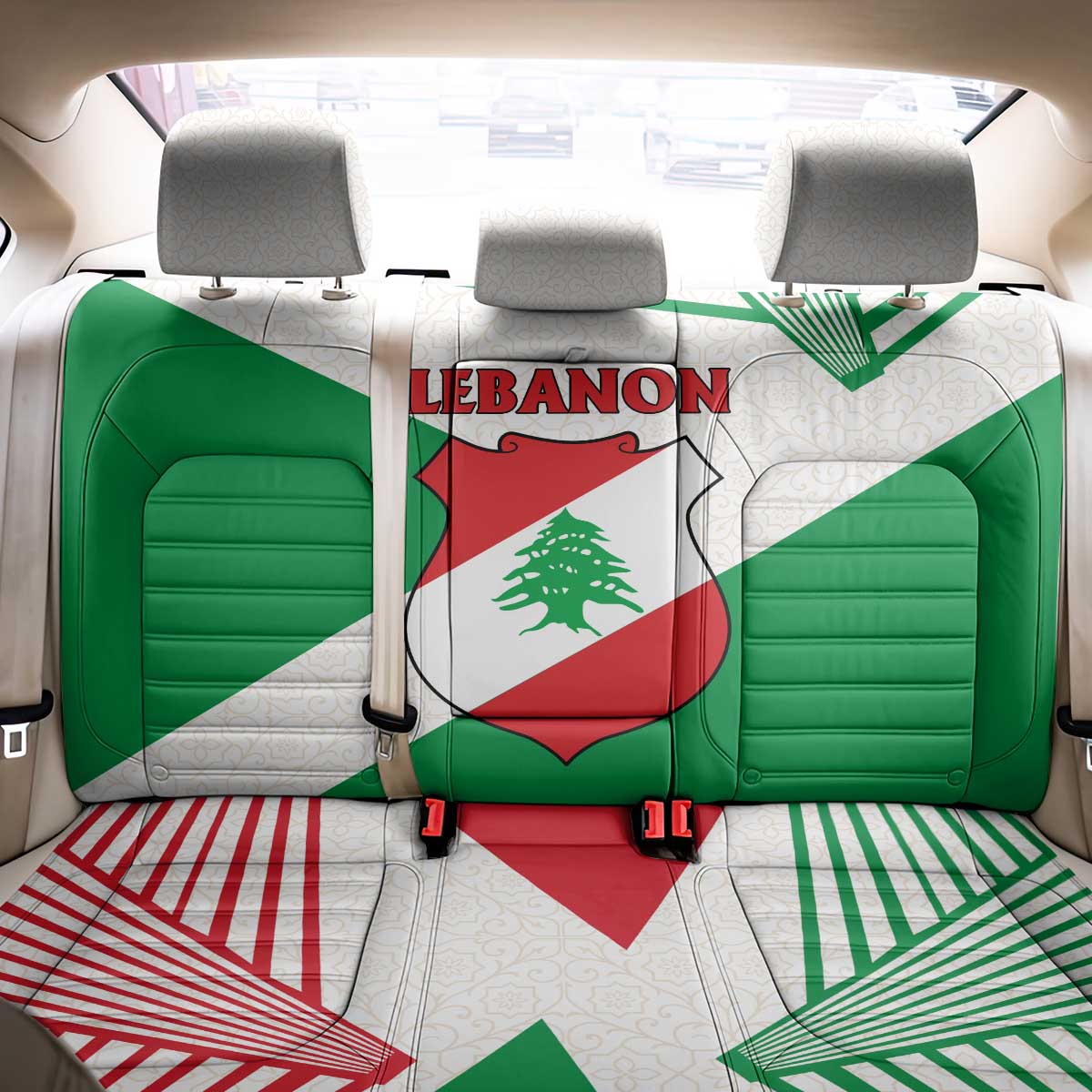 Lebanon Flag Shield Back Car Seat Cover with Cedar Emblem and National Colors