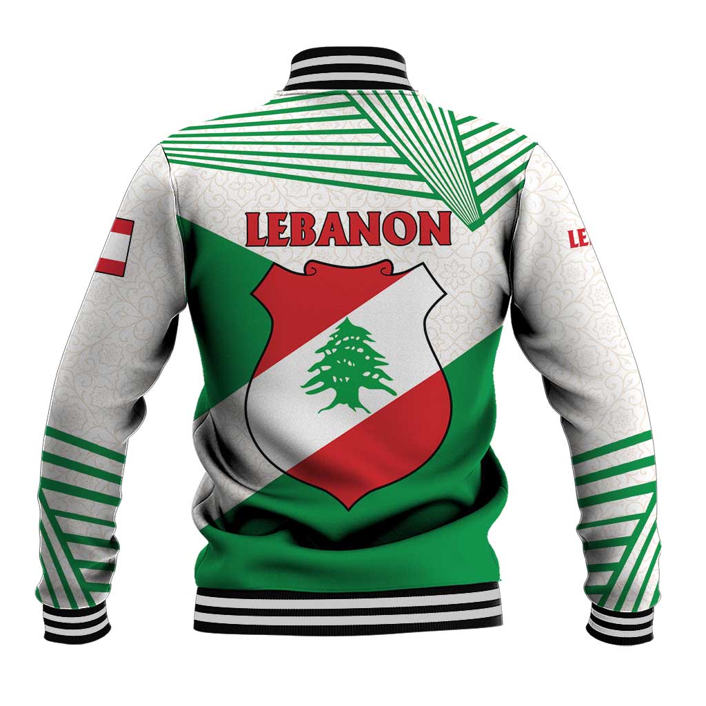 Lebanon Flag Shield Baseball Jacket with Cedar Emblem and National Colors