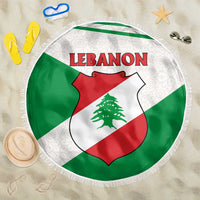 Lebanon Flag Shield Beach Blanket with Cedar Emblem and National Colors