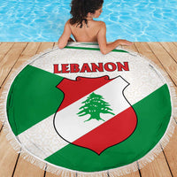 Lebanon Flag Shield Beach Blanket with Cedar Emblem and National Colors