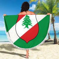 Lebanon Flag Shield Beach Blanket with Cedar Emblem and National Colors