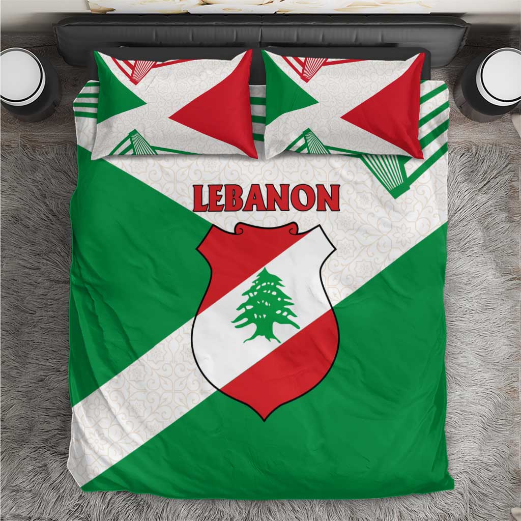 Lebanon Flag Shield Bedding Set with Cedar Emblem and National Colors