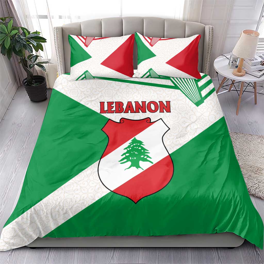 Lebanon Flag Shield Bedding Set with Cedar Emblem and National Colors