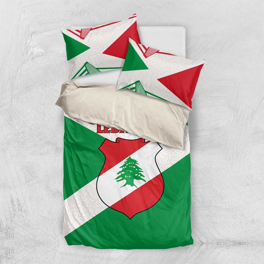 Lebanon Flag Shield Bedding Set with Cedar Emblem and National Colors