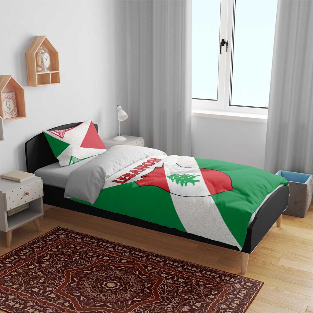 Lebanon Flag Shield Bedding Set with Cedar Emblem and National Colors