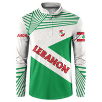 Lebanon Flag Shield Button Sweatshirt with Cedar Emblem and National Colors