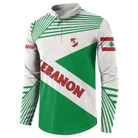 Lebanon Flag Shield Button Sweatshirt with Cedar Emblem and National Colors