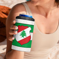 Lebanon Flag Shield 4 in 1 Can Cooler Tumbler with Cedar Emblem and National Colors