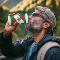 Lebanon Flag Shield 4 in 1 Can Cooler Tumbler with Cedar Emblem and National Colors