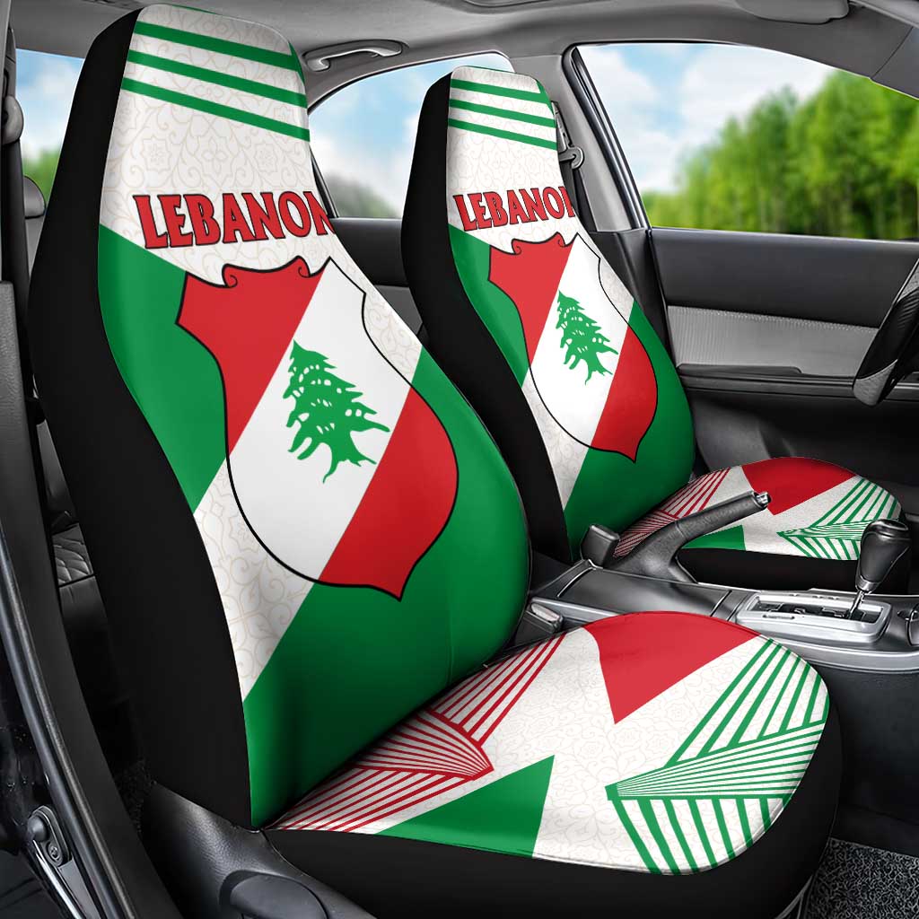 Lebanon Flag Shield Car Seat Cover with Cedar Emblem and National Colors