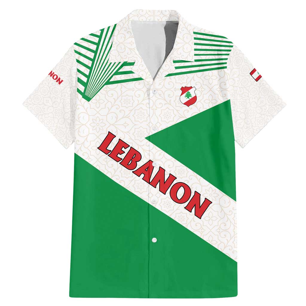 Lebanon Flag Shield Family Matching Mermaid Dress and Hawaiian Shirt with Cedar Emblem and National Colors