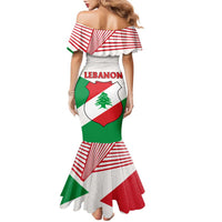 Lebanon Flag Shield Family Matching Mermaid Dress and Hawaiian Shirt with Cedar Emblem and National Colors