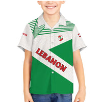 Lebanon Flag Shield Family Matching Mermaid Dress and Hawaiian Shirt with Cedar Emblem and National Colors