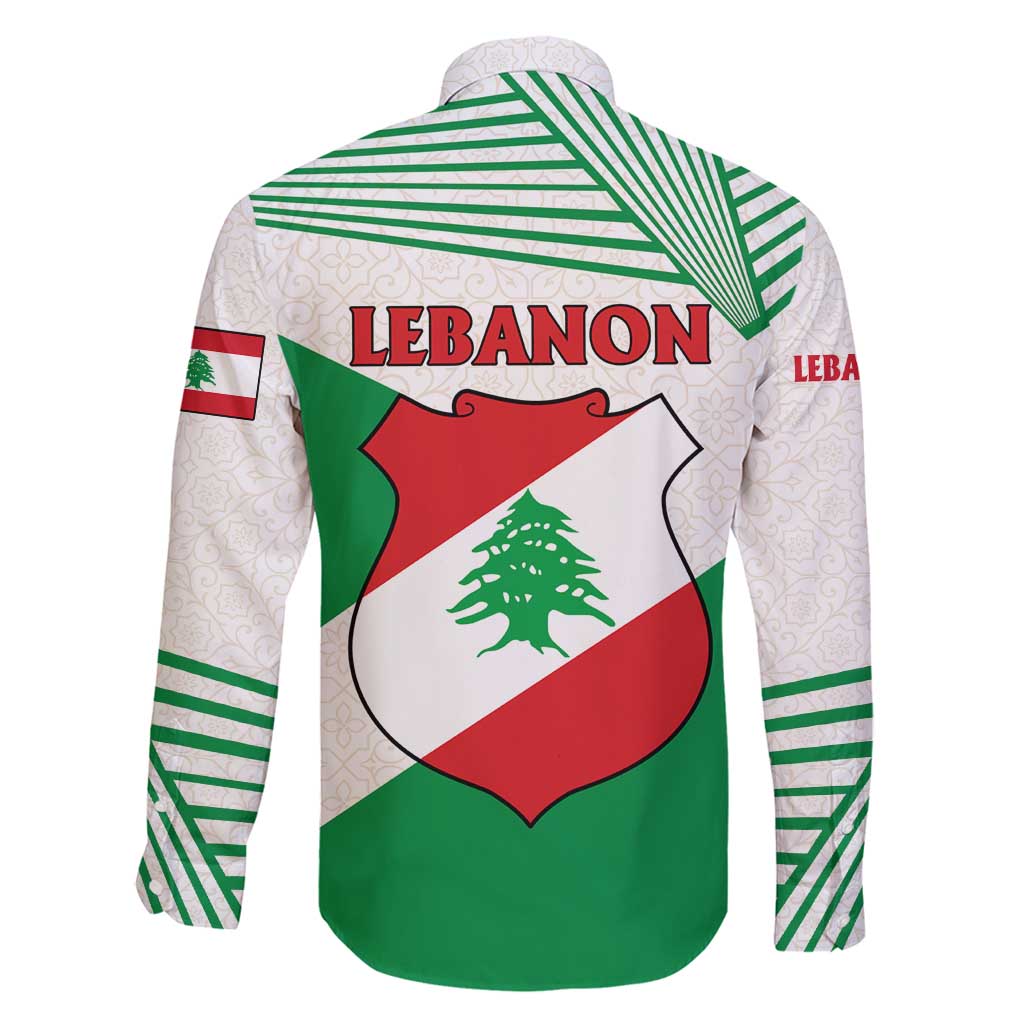 Lebanon Flag Shield Family Matching Off Shoulder Maxi Dress and Hawaiian Shirt with Cedar Emblem and National Colors