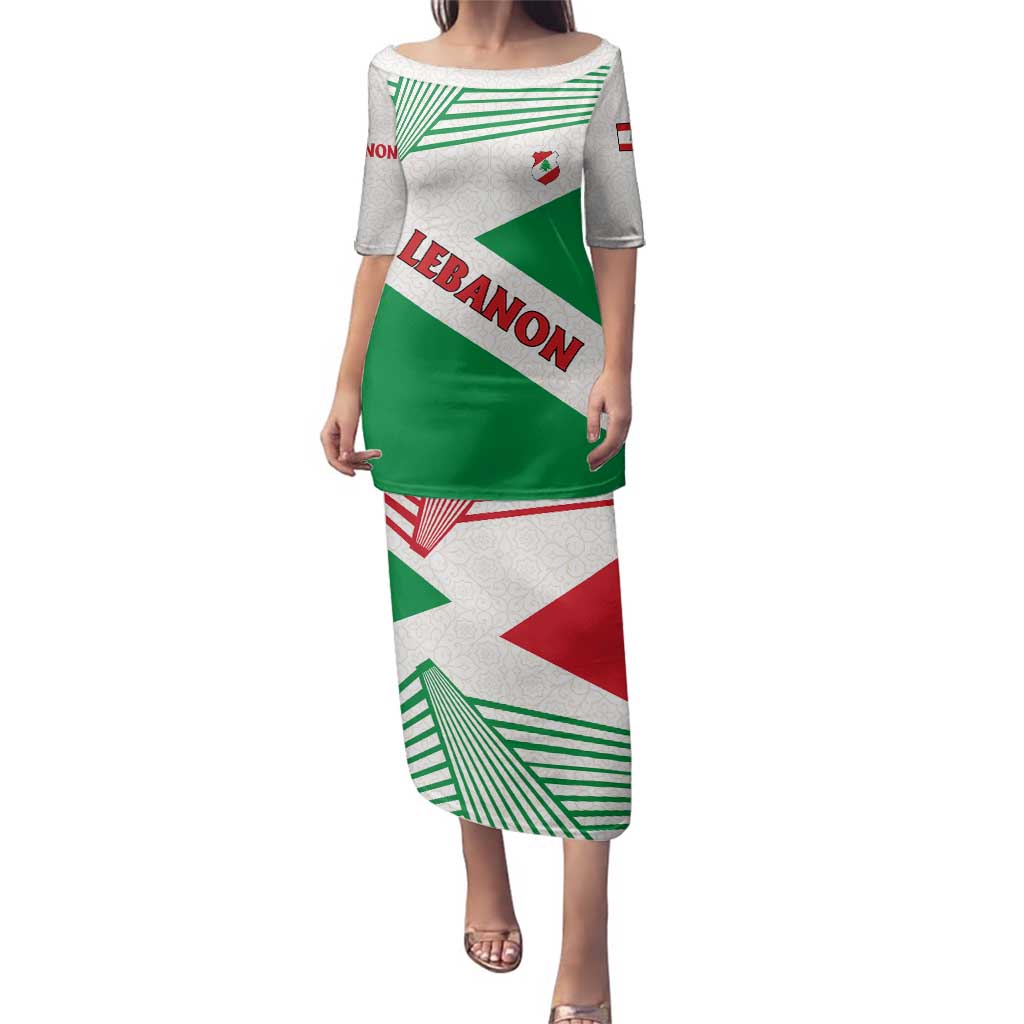 Lebanon Flag Shield Family Matching Puletasi and Hawaiian Shirt with Cedar Emblem and National Colors