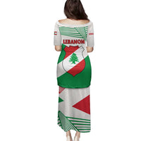 Lebanon Flag Shield Family Matching Puletasi and Hawaiian Shirt with Cedar Emblem and National Colors